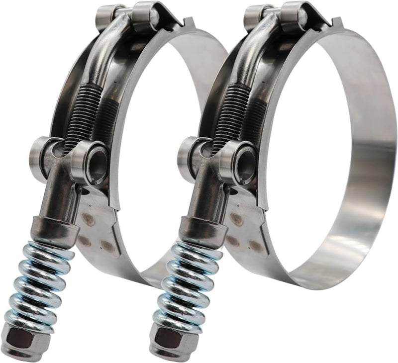 ROADFORMER 3.5" Hevy Duty T Bolt Hose Clamp Stainless Steel - Spring Loaded 95-103mm for 3.5" I.D. Hose with 3mm - 6mm Wall Thickness, Auto-adjusting maintain Constant Tension (95mm - 103mm, 2 Pack) - Image 3